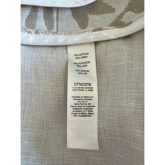 Chico’s NWT Bicolor Jacquard Jacket, Beige Cotton Linen Blend Women's Size 1P - Picture 9 of 10